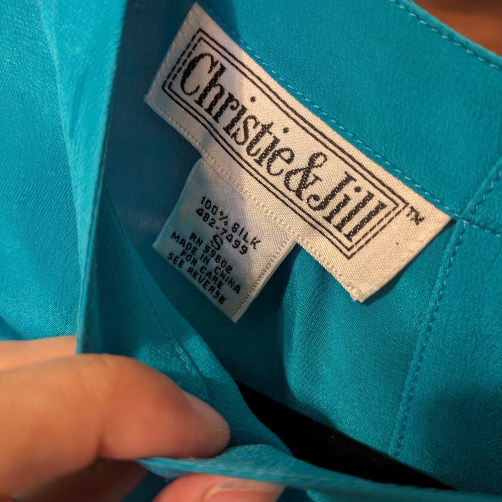 Christie & Jill Teal Silk Blouse